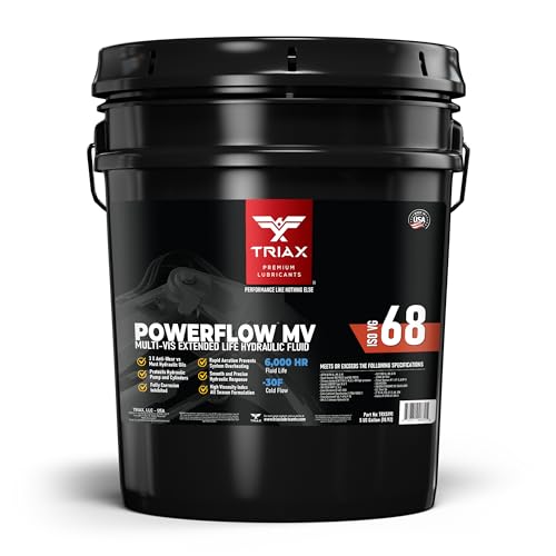 TRIAX Powerflow AW 68 Multi-Viscosity HLP Hydraulic Oil | 6,000 Hour Extended Life | Triple Anti-Wear | True All Season | Pour Point Down to -40F | Virtually Zero Foaming (5 Gallon) - size: 5 Gallon