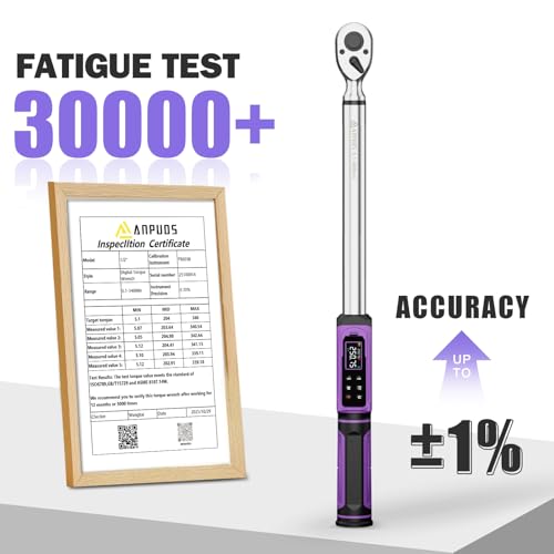 ANPUDS 1/2" Digital Torque Wrench, ±1% Accuracy, 3.76-250.75 Ft-lb - size: 3.76-250.75 Ft-lb