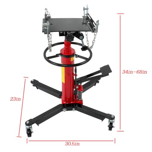 1322LBS Transmission Jack Capacity 2-Stage Hydraulic Telescopic Jack with 360° Swivel Wheel Red