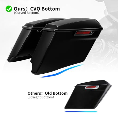 TCMT 4" Vivid Black Stretched Hard Saddlebags W/Black Latch Fits For Harley 2014-2024 Touring CVO Street Road Glide Road King - color: Black Latches, size: 4" Stretched