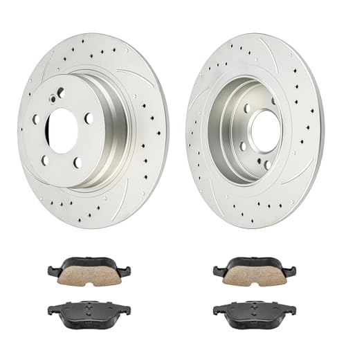 PHILTOP Rear Brake Pads and Rotors for Mercedes-Benz C300 2008-2012 - size: C300 2008-2012 - Rear 34414-299.9mm