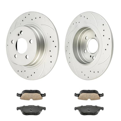 PHILTOP Rear Brake Pads and Rotors for Mercedes-Benz C300 2008-2012 - size: C300 2008-2012 - Rear 34414-299.9mm