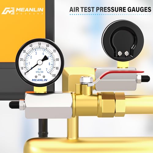 MEANLIN MEASURE 0~100Psi 2" Steel Double Graduated Air Test Pressure Gauges, 3/4" FNPT Connection, -3-2-3% Accuracy - size: 0-100Psi, style: Chrome Body