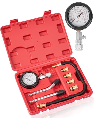 DAYUAN Professional Petrol Engine Compression Tester Kit Set, Red Case - color: Red