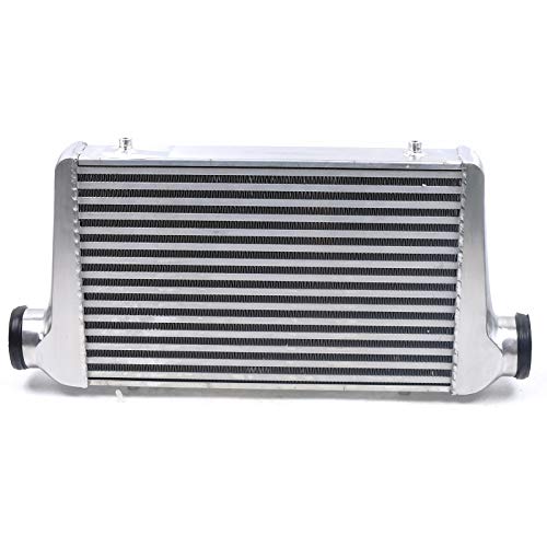 Aluminum Front Mount Intercooler Universal Polished Turbo Intercooler Kit 18 * 11.5 * 2.5inch Direct Replacement for All Cars Silver