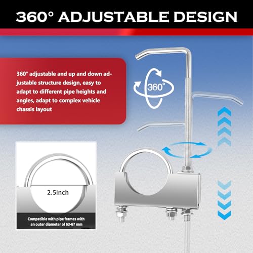 2.5 Inch Exhaust Hangers with Exhaust Clamp,Adjustable Exhausts Pipe Hangers Muffler Hanger for Vibration Damping & Fixing of Muffler Pipe,Universal Exhausts Hanger Bracket