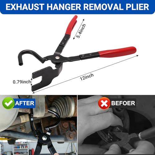 Wayona 17PCS Heavy Duty Exhaust Hangers Kit with Removal Tool, Universal 3/8" Rubber Muffler Hanger Replacement Includes 10" Straight & 7.6" 90° Bent Rod, 2 & 4 Hole Insulated Mounts for Car Truck SUV - size: 17PCS with Removal Tool