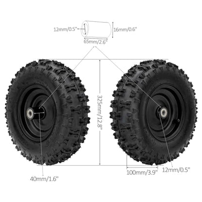 4 Sets of 4.10-6 Go Kart ATV Tubeless Tires with Rims | Front and Rear Tire for Scooter Quad Bikes 4 Wheelers