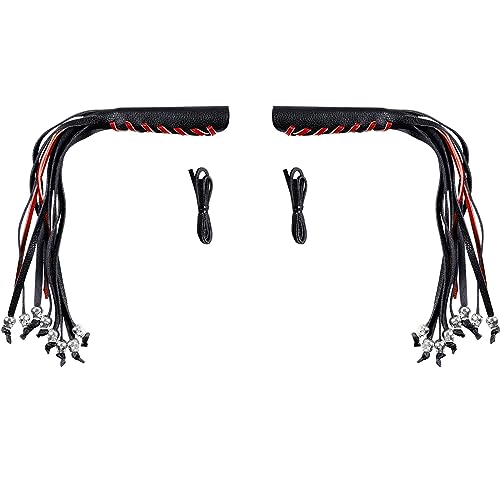 2 PCS Faux Leather Motorcycle Lever Covers With Fringes, Brake Clutch Grip Tassels, Handlebar Handle Grip Covers, Fringed Wraps With Skulls - color: Black & Red Laces*1 & Black Laces*1