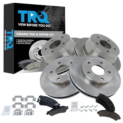 TRQ Front and Rear Ceramic Brake Pad and Rotor Set - style: BKA11102