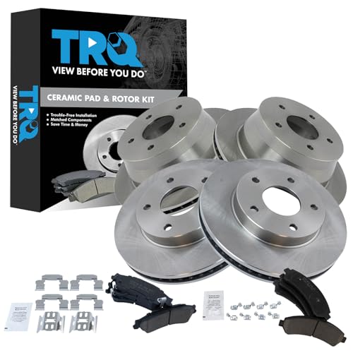 TRQ Front and Rear Ceramic Brake Pad and Rotor Set - style: BKA11102