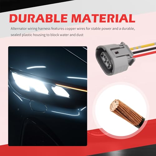 2PCS Alternator Connector Plug Replacement,3-Pin Alternator Pigtail Connector Compatible with Nissan Subaru Infiniti,Alternators Plug Pigtail Wiring Harness Car Accessories
