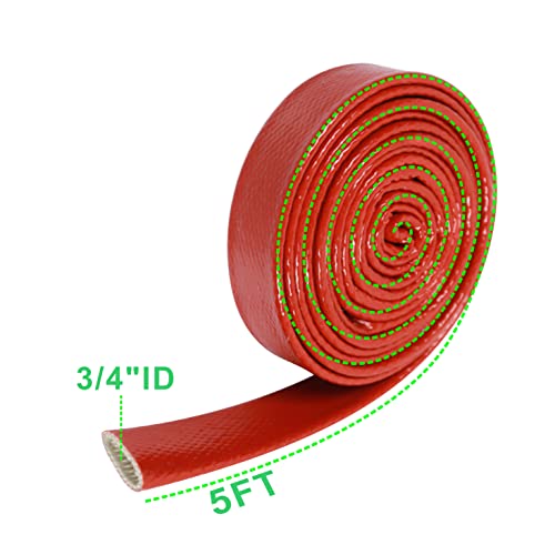 Fuel Line Heat Shield Insulation Heat Shielded Fire Sleeve Silicone Coated Fiberglass Heat Protection for Automotive Hose Lines & Electrical Wiring-（Red 3/4" ID x5FT） - color: Red, size: 3/4" ID x 5FT