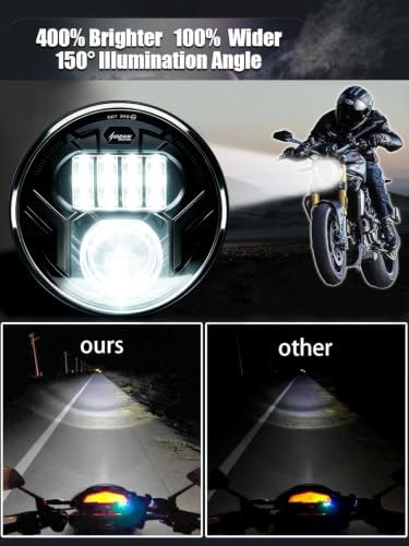 5.75 Inch Motorcycle Headlight Hi/Low Beam White DRL Amber Turn Signal Light for Iron 883 Dyna Street Bob Super Wide Glide Low Rider Night Rod Train Softail Deuce Custom Sportster - color: with Turn Signal Light