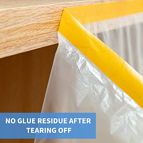 TAPEBEAR Pre-Taped Masking Film, Tape and Drape 9feet x 90feet 3Rolls - size: 2600mm x 27m