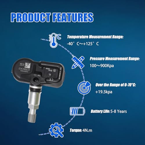 Set of 4 TPMS Sensor 42607-33021 Tire Pressure Monitor Sensor 315MHz Compatible for Toyota Lexus Scion Pontiac Camry Corolla Rav4 Highlander Prius Sienna 4Runner Tacoma Replace#42607-33011 PMV-107J