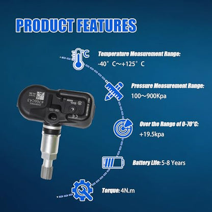 Set of 4 TPMS Sensor 42607-33021 Tire Pressure Monitor Sensor 315MHz Compatible for Toyota Lexus Scion Pontiac Camry Corolla Rav4 Highlander Prius Sienna 4Runner Tacoma Replace#42607-33011 PMV-107J