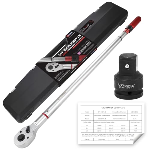 3/4 Inch Torque Wrench, 48 Tooth Torque Wrench 3/4 Drive 100-600FT.LB/135-815N.M with a Solid Storage Case - size: 3/4''-600FT.LB