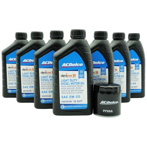 ACDelco dexosD SAE 0W-20 Diesel Oil & PF66A Filter Kit for 3.0L Duramax