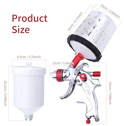 HVLP Spray Gun Kit, 4 Nozzles & 10 Disposable Paint Cups for Auto - color: RED