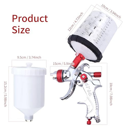 HVLP Spray Gun Kit, 4 Nozzles & 10 Disposable Paint Cups for Auto - color: RED