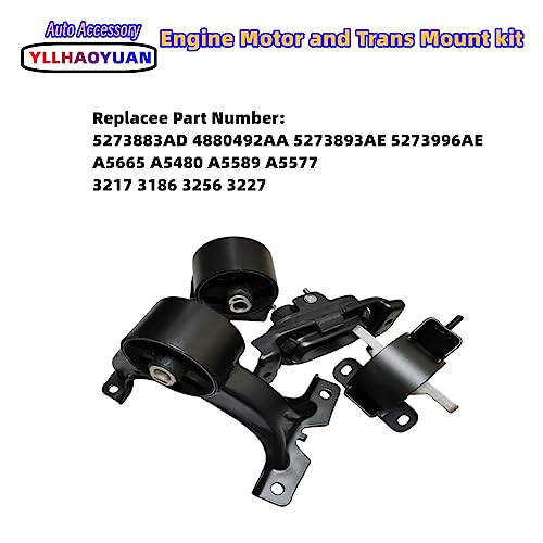 Yllhaoyuan Complete Engine Motor Mount Set of 4 Compatible with - size: 2011-2017 Dodge Grand Caravan 3.6L