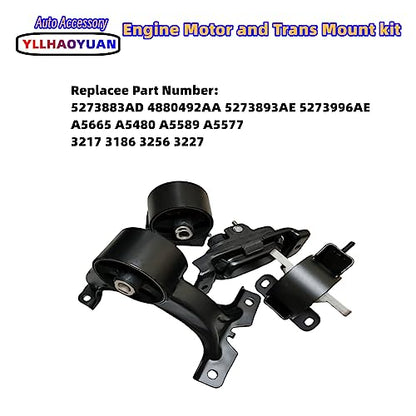 Yllhaoyuan Complete Engine Motor Mount Set of 4 Compatible with - size: 2011-2017 Dodge Grand Caravan 3.6L