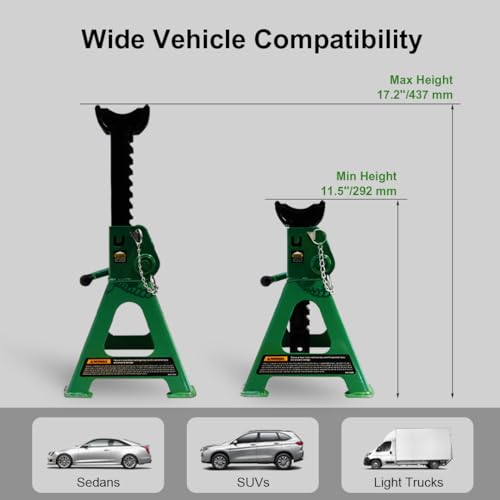 Jack Stands 3 ton, Car Jack Stands with Double Security Locking, 1 Pair
