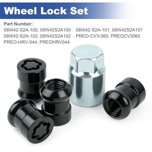 Wheel Lock Lug Nut Set, Black-Chromed, Short Type 08W42S2A100