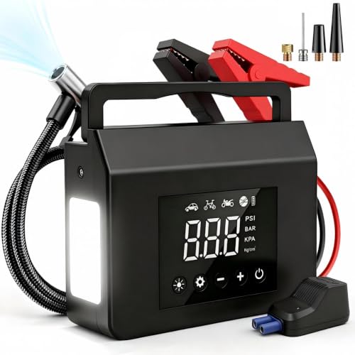 Car Battery Jump Starter with Air Compressor, 4000A Tire Inflator Portable