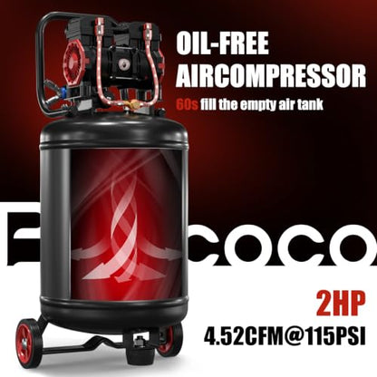 Portable Air Compressor with 14 Gallon Steel Tank, 2 HP 4.52 CFM @ 90 PSI - size: 14Gallon
