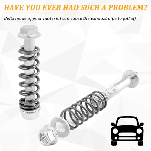 2PCS Car Exhaust Manifold Bolts, M10 × 1.25 Vehicle Flange Screws Flange Exhaust Bolts and Nuts Kit with Springs, Automotive Muffler Studs Replacement, Universal for SUV RV Truck - size: M10 × 1.25