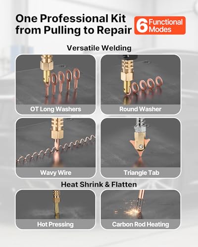 VEVOR 4.5KW Professional Stud Welder Dent Repair Kit with 2 Welding Guns & 6 Modes, All in One Dent Repair Workstation with Extended Handle, Padded Seat and Accessory Tray