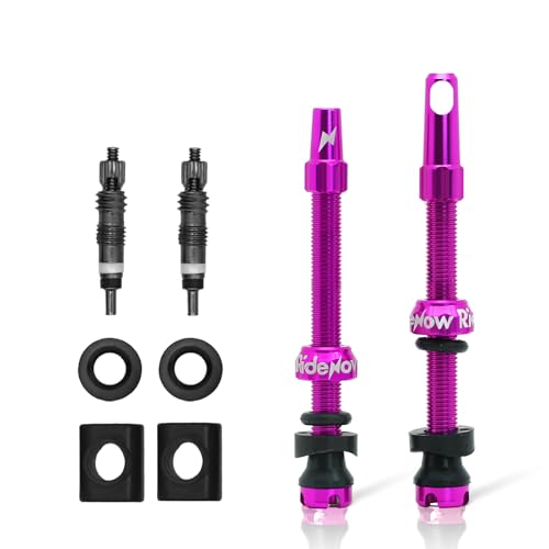 RideNow 65 mm Tubeless Presta Valve Stems, 7075 Aluminum, Purple, Pair - color: Purple, size: 65mm