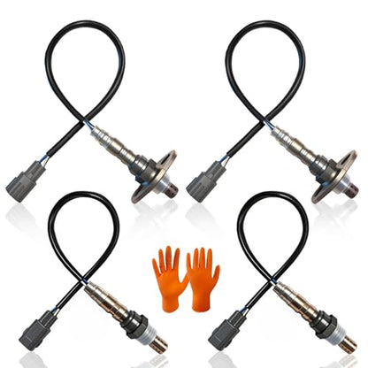 Upstream & Downstream O2 Sensor Set | Direct Replacement for OE #234-4169 & #234-4162 | Oxygen Sensor Compatible with Toyota Sequoia & Tundra 4.7L V8 2001-2004 WITH GLOVES - size: 234-4169 + 234-4162