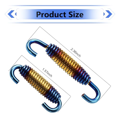 2 PCS Motorcycle Exhaust Muffler Springs, 1.57" - 2.36" Retractable Exhaust Pipe Spring with Hook, Vibration-damping Muffler Hardware, for Motorcycles Scooters ATVs (Multicolored Blue) - color: Multicolored Blue