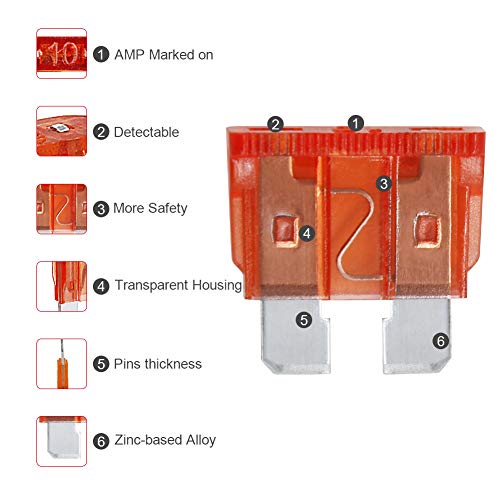 AHL 100PCS Standard Fuses Kit(5A 7.5A 10A 15A 20A 25A 30A 35A 40A 50A),Car Fuses Assortment Kit,Standard Blade Fuses Automotive for Car, RV, Boat,Truck, Marine, Motorcycle, Auto, ATV Fuse - size: Standard 100pcs