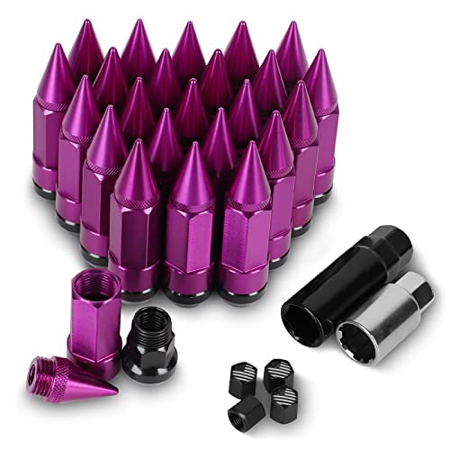 M14X1.5 Spikes Lug Nuts 24PCS - color: Purple