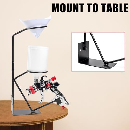 YUZES Gravity Feed Spray Gun Holder, 100 Paint Strainers, Bench/Wall Mount