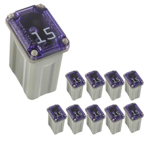 10PCS 15Amp Car Micro Cartridge Fuses, Fuses Automotive Kit, Tall/Standard and Low Profile Box Shaped Automotive Fuses, Versatile Automotive Fuse Assortment for SUVs Cars Trucks Boats (15A) - color: 15A