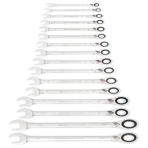 GEARWRENCH 16 Pc 72T Reversible Ratcheting Combination mm Wrench Set| 9602N