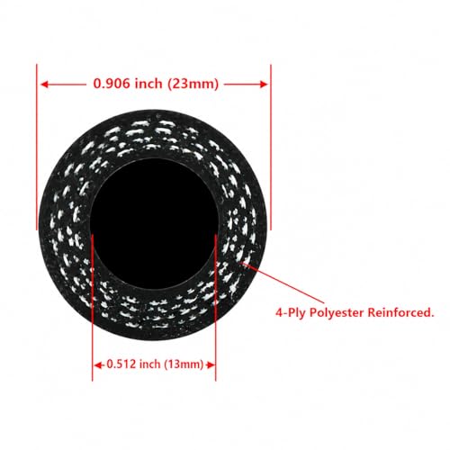 Ucreative 3.2FT ID 1/2" (13mm) OD 0.91" Reinforced Silicone Vacuum Hose - color: Black, size: 1/2" (13mm) - 3.2FT