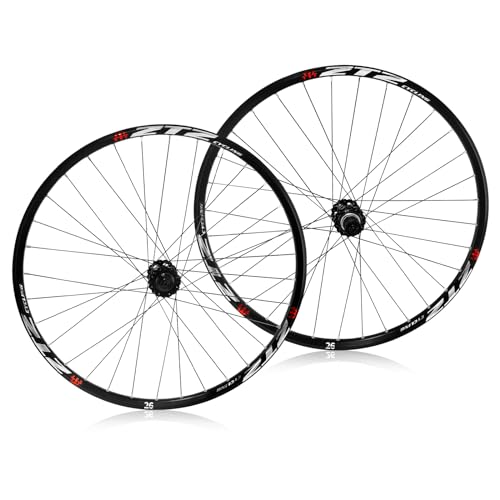 26"/27.5"/29" Mountain Bike Wheelset，Ultralight Aluminum Alloy Rim 32H High Strength Bike Wheels， Quick Release Disc Brake MTB Wheel Set， Compatible 7-12 Speed Cassette - color: 26" Front+Rear Wheels