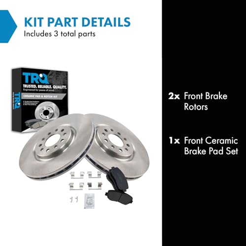 TRQ Front Brake Pad and Rotor Set Ceramic Vented Rotors - style: BKA14196