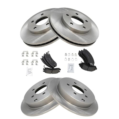 TRQ Front and Rear Brake Pad and Rotor Set Ceramic - style: BKA36435