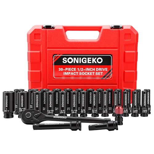 30-Piece 1/2" Drive Deep Impact Socket Set - size: 30 PCS, 1/2" Socket Set, Metric & SAE