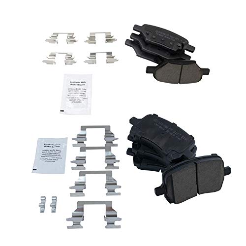 TRQ Front and Rear Brake Pads Ceramic - color: Ceramic, size: BFA12938