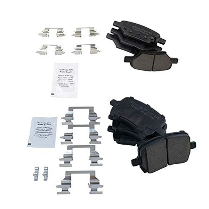 TRQ Front and Rear Brake Pads Ceramic - color: Ceramic, size: BFA12938