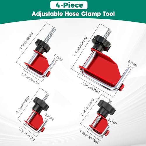 4 Piece Hose Pinch Off Pliers Flexible Hose Clamp Pliers, Brake Fuel Line Clamp Automotive Without Damaging the Line, Radiator Hoses Clamp Tool Set for Heater Hose Coolant Maintenance