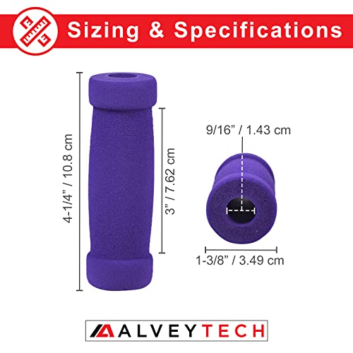 AlveyTech Handlebar Foam Grip Set - Replacement Hand Grips for Razor, Radio Flyer, Kids Kick Scooter, ATV, E-Bicycle, Electric Folding Scooters, Mountain Mini Bike Parts, fits Any 9/16" Bore Handle - color: Purple